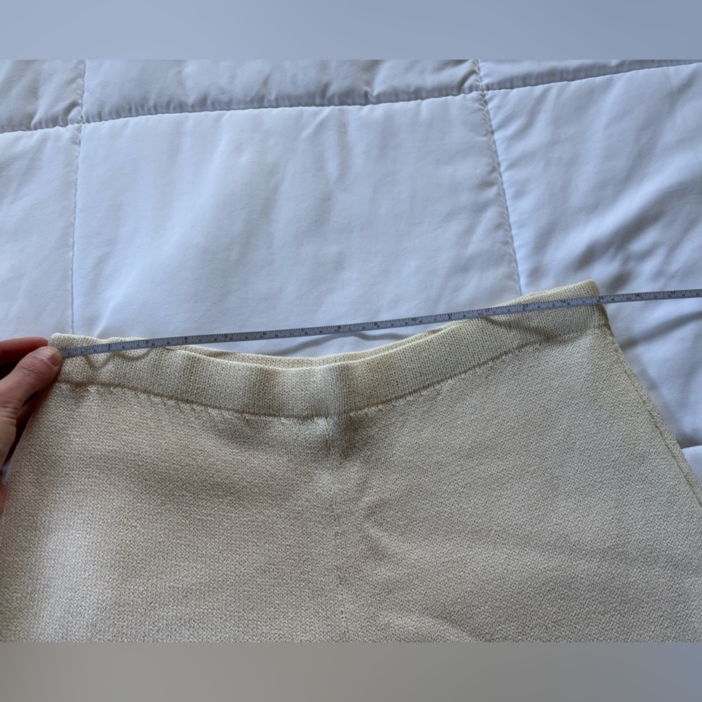 St. John Collection Cream Wide-Leg Santana Knit Pants - Picture 6 of 13